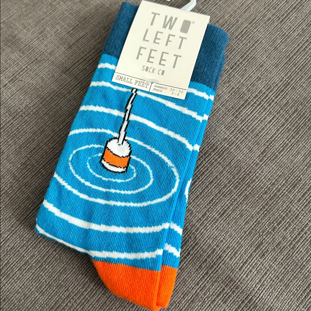 TWO LEFT FEET Fishing Crew Socks Small feet size NWT